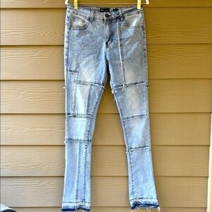 Waimea Stacked Fit Skinny Stretch Distressed Unique Blue Jeans Size 18